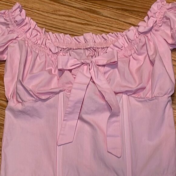 Bustier style Shirt, Pink Cotton crop top - Picture 2 of 7